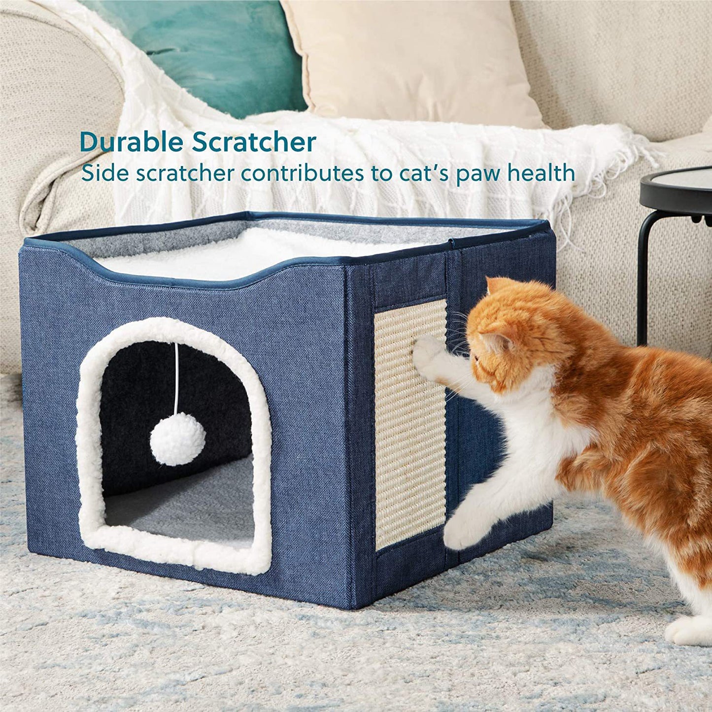 Square Cat Bed With Scratch Plate