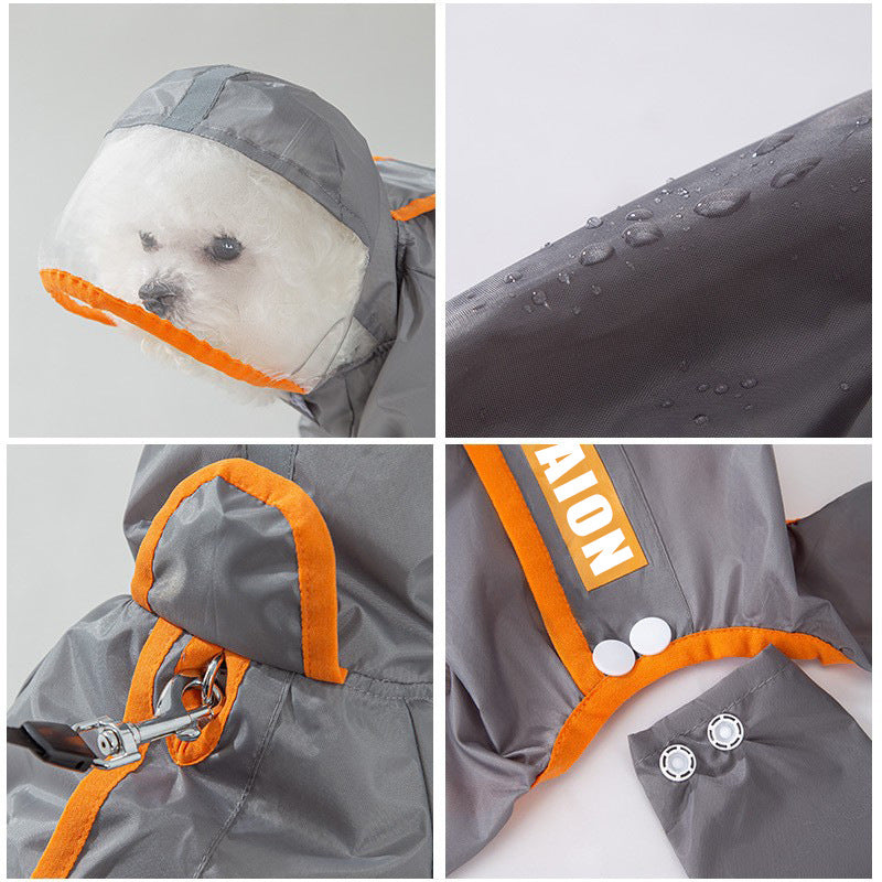 Gray Reflective Raincoat for Dog