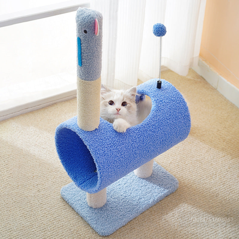 Cute Resistant Cat Climbing Tree