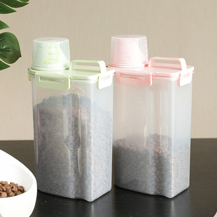 Pet Food Storage Box With Measuring Cup