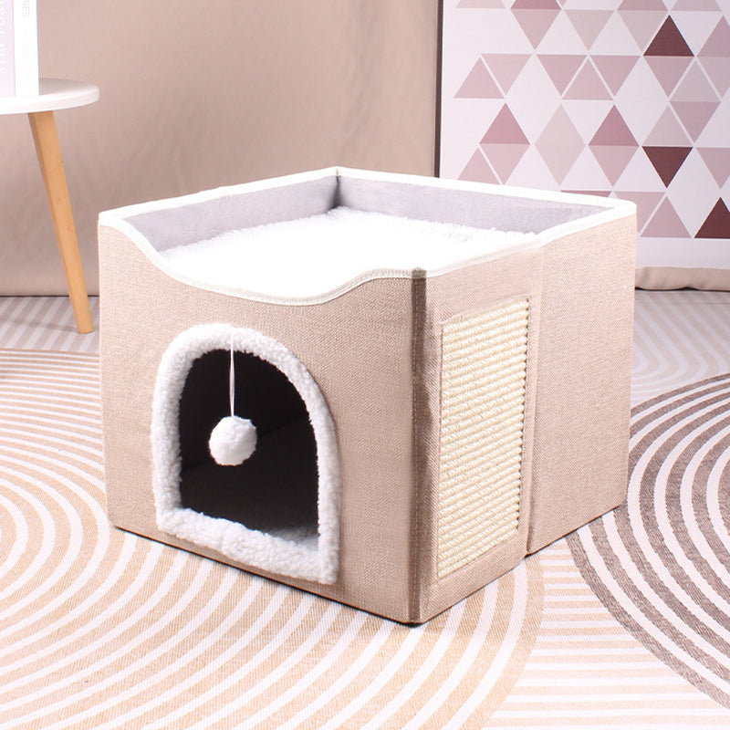 Square Cat Bed With Scratch Plate